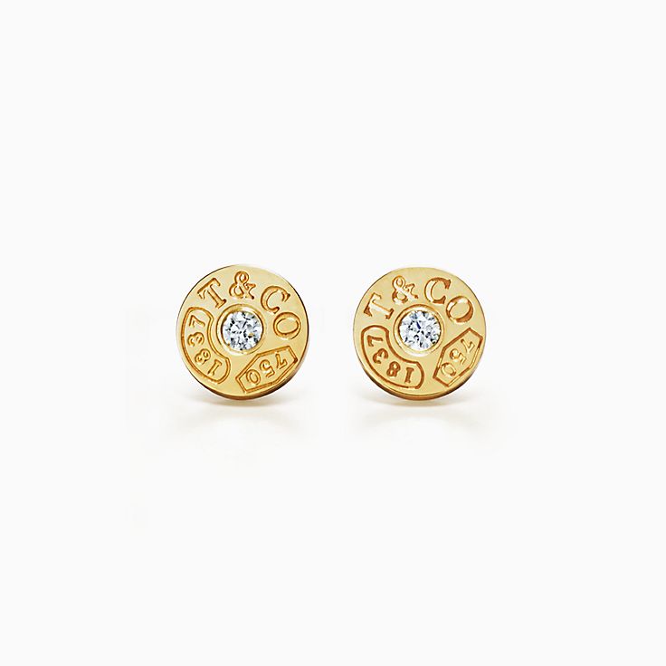 tiffany gold and diamond earrings