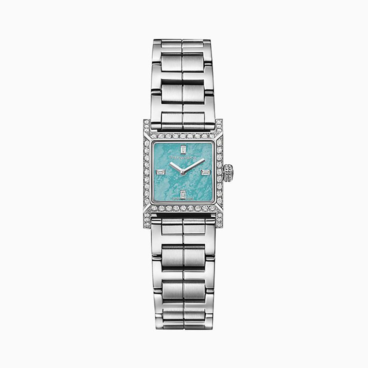 Tiffany 1837 Makers 16 mm Square Watch in Stainless Steel with a 