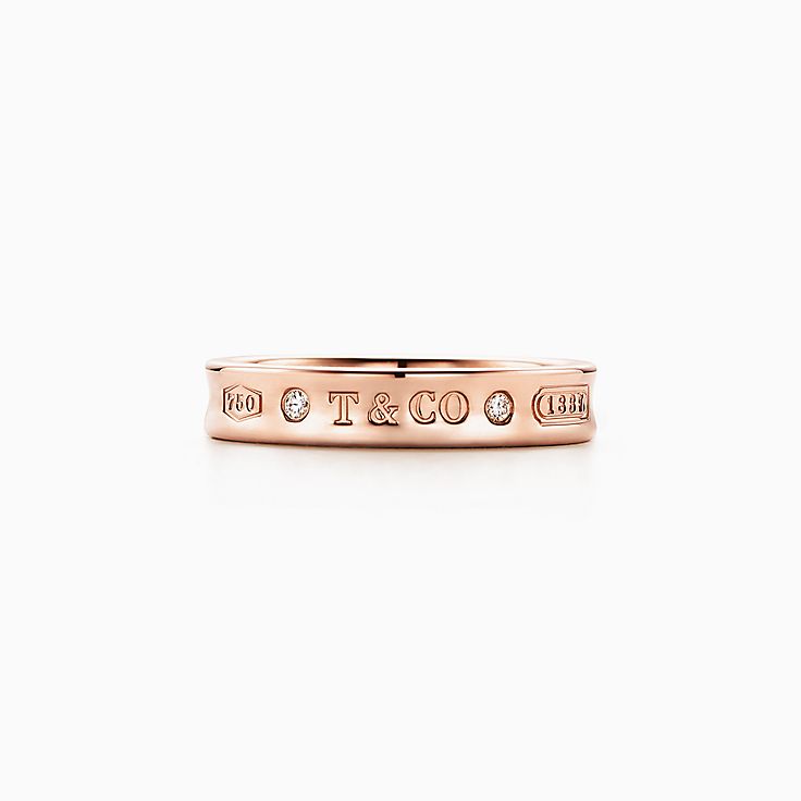 Tiffany 1837™ Ring in Rose Gold with Diamonds, Narrow | Tiffany & Co.