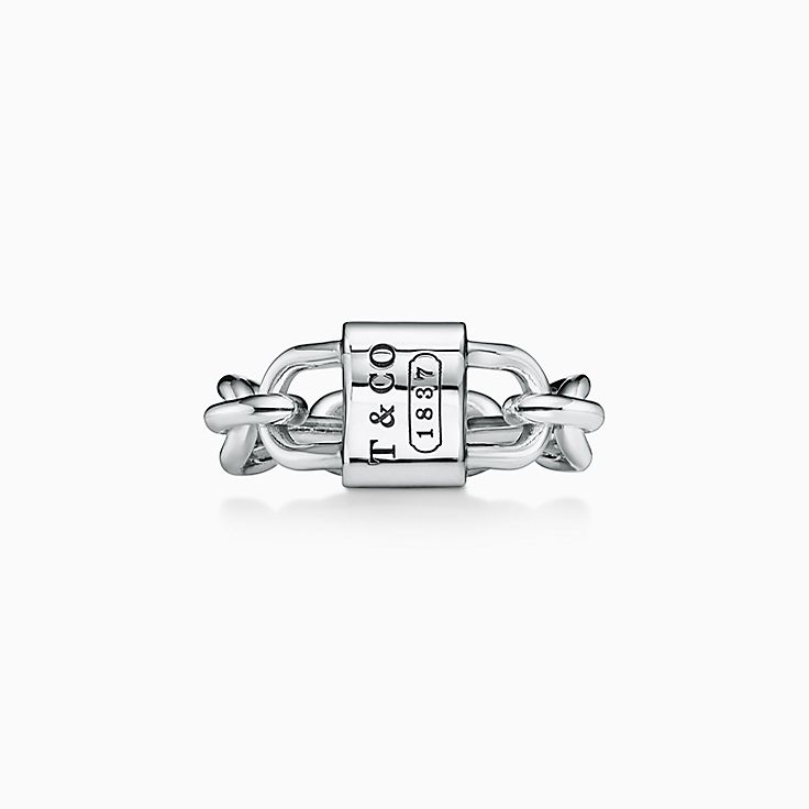 Tiffany & Co silver with diamond store lock Ring 4