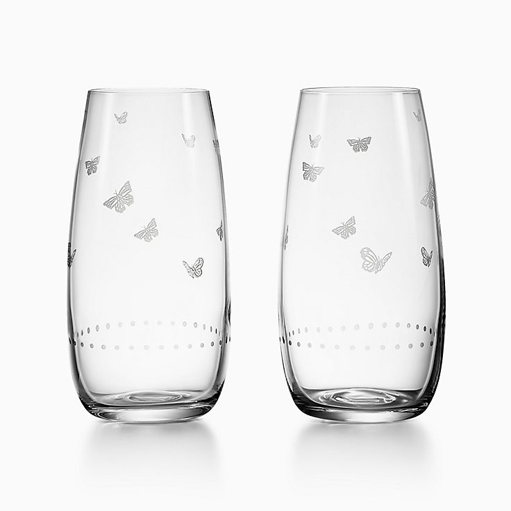 Tiffany Audubon Stemless Red Wine Glass in Crystal Glass, Set of Two
