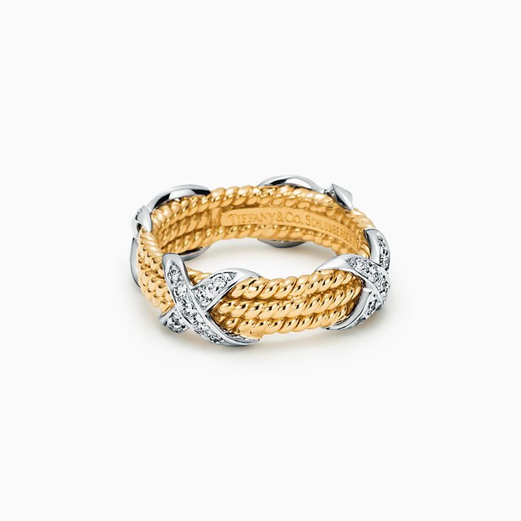 Bague X trois anneaux Rope avec diamants Tiffany Co