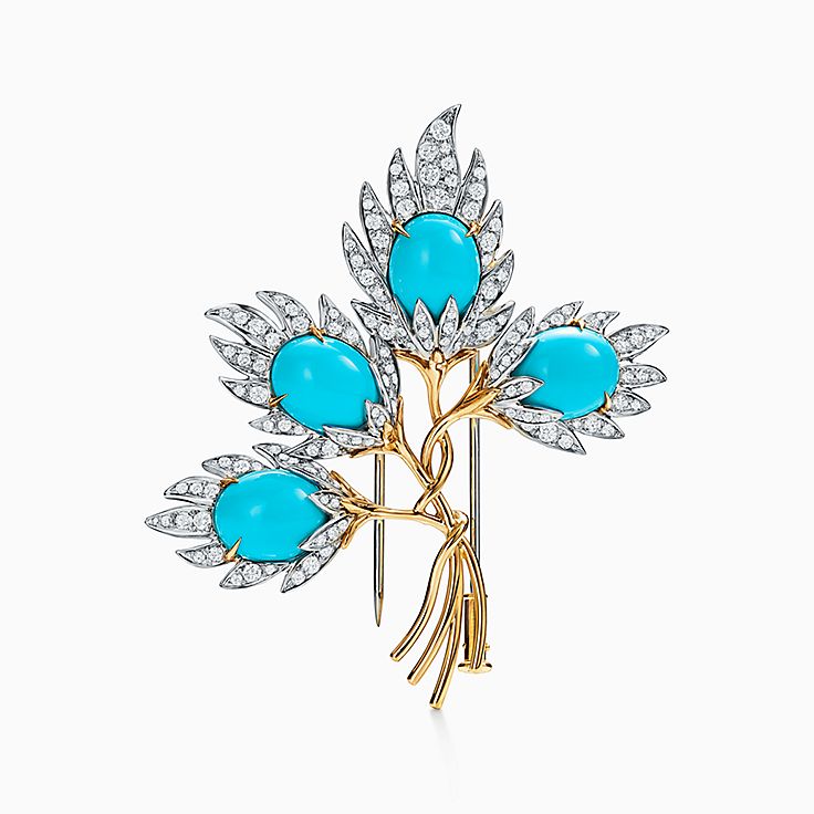 TIFFANY & CO. SCHLUMBERGER 4リーフ ブローチ プラチナ ＆ ゴールド 