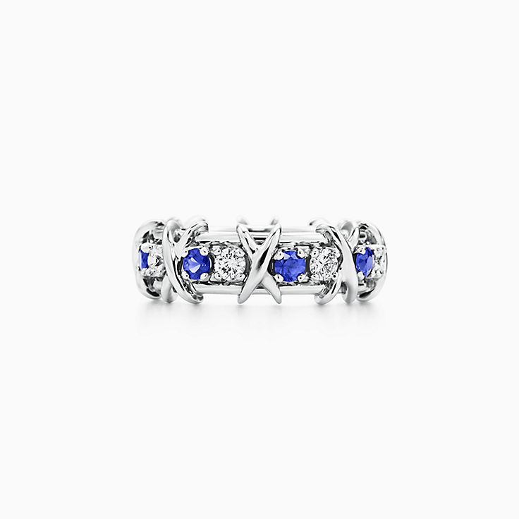 Tiffany and Co. Schlumberger 16-Stone Diamond Platinum X-Ring