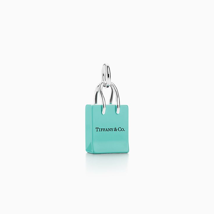 Tiffany & Co.® shopping bag charm in sterling silver with enamel