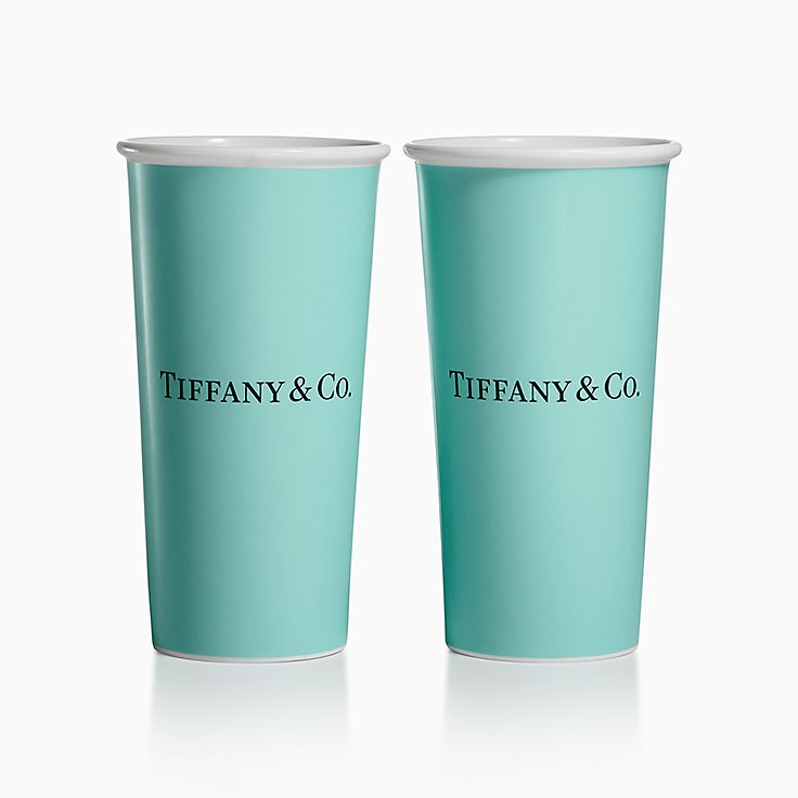 Tiffany Cups Tiffany Large Coffee Cups in Bone China, Set of Two