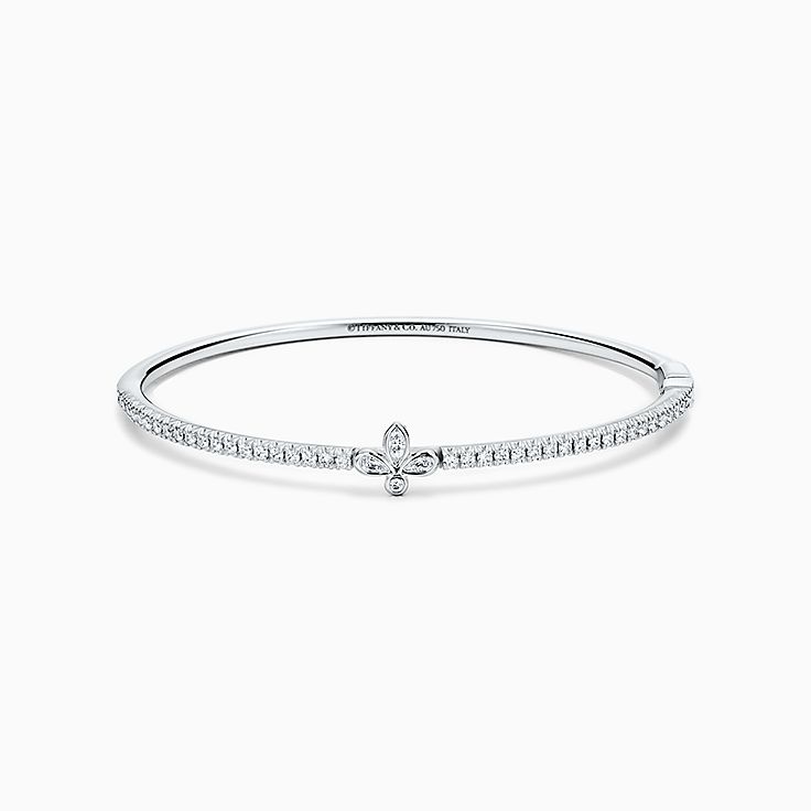 Tiffany Fleur De Lis Bangle In 18 White Gold With Diamonds Medium Tiffany Co Items similar to tiffany & co.ladies tiffany keys fleur de lis key pendant. tiffany fleur de lis bangle in 18 white