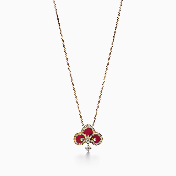 Tiffany Fleur de Lis Pendant in Yellow 