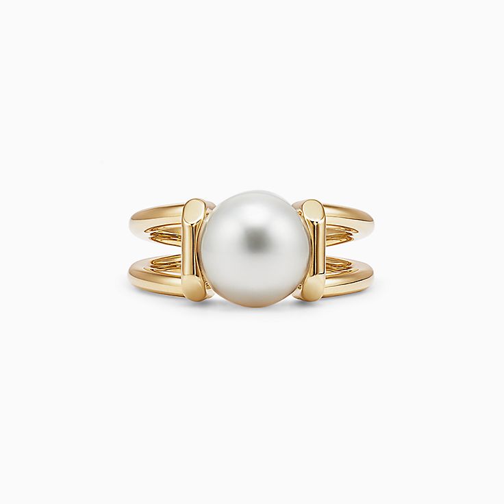 Anillo de oro con perla blanca new arrivals