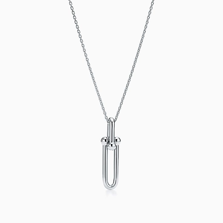 Tiffany Hardwear Elongated Link Pendant in Sterling Silver, Size: 18 in.