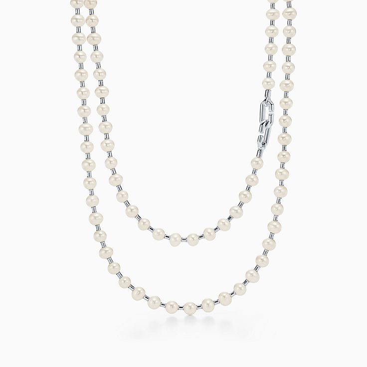 Tiffany Hardwear Freshwater Pearl Necklace in Sterling Silver, Size: 16 in.