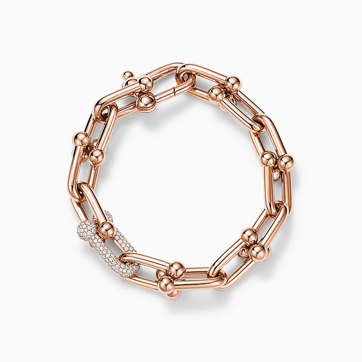 Tiffany HardWear link bracelet in 18k rose gold with diamonds 