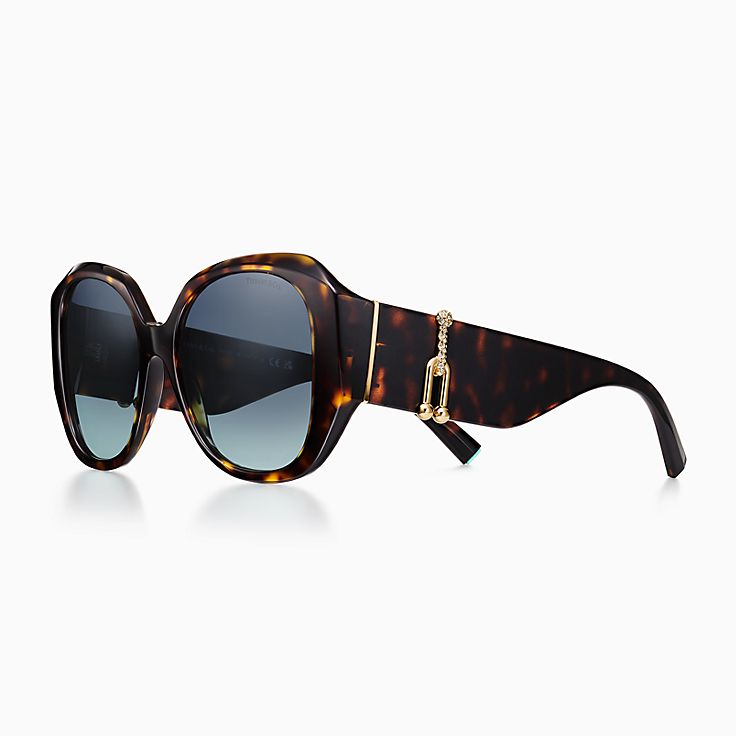 Tiffany HardWear Sunglasses in Tortoise Acetate with Tiffany Blue 