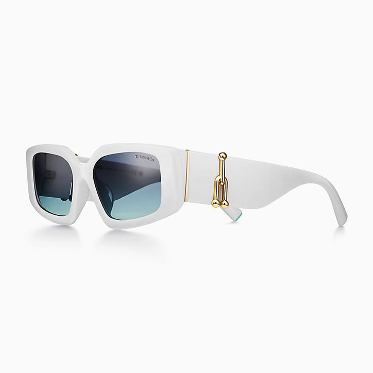 Tiffany HardWear Sunglasses in White Acetate with Azure Gradient 