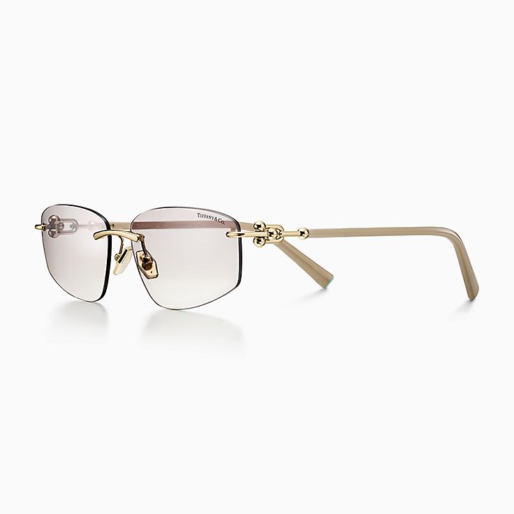 Tiffany HardWear Sunglasses in Pale Gold-colored Metal with Light
