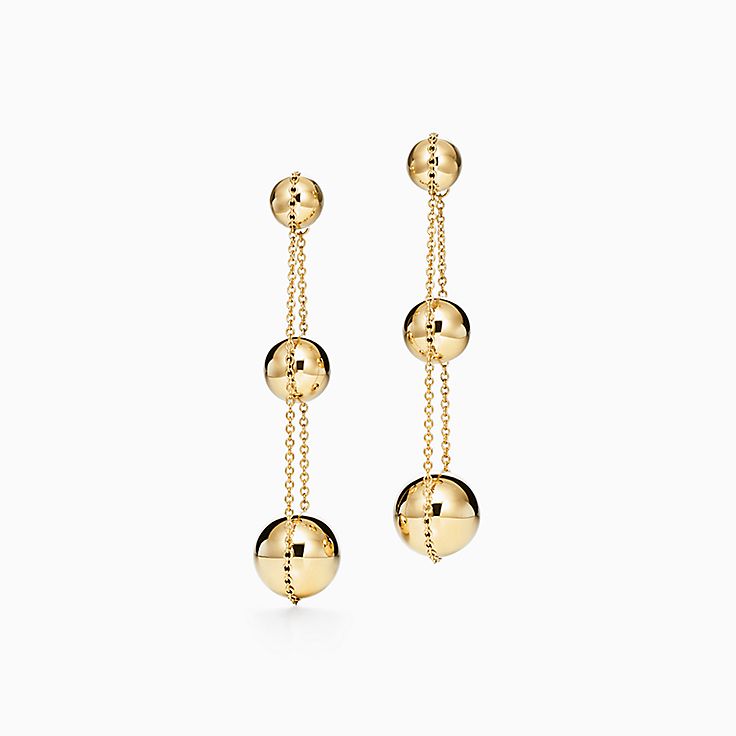 Gold ball clearance drop earrings