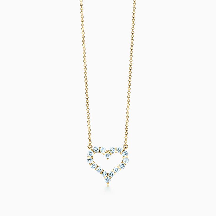 tiffany gold necklace heart