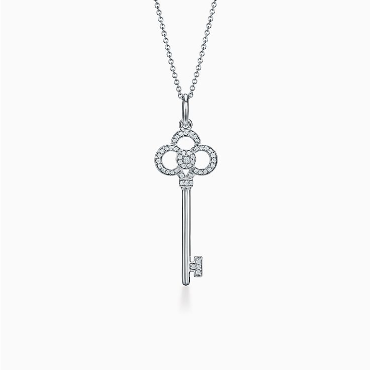 tiffany crown key diamond pendant