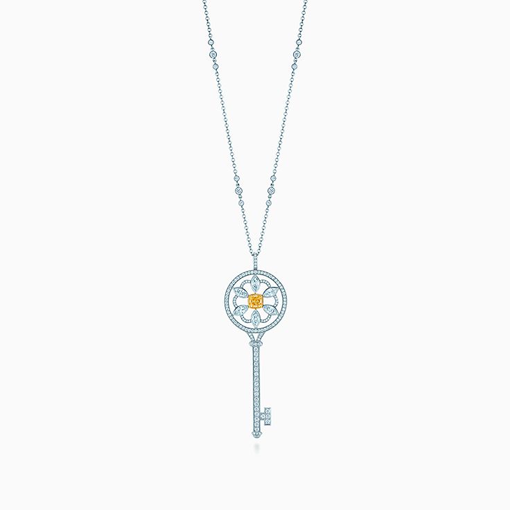 tiffany yellow diamond key necklace