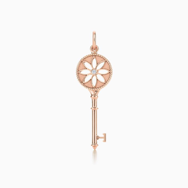 Tiffany Keys Daisy Key in Rose Gold with a Diamond, 1.5