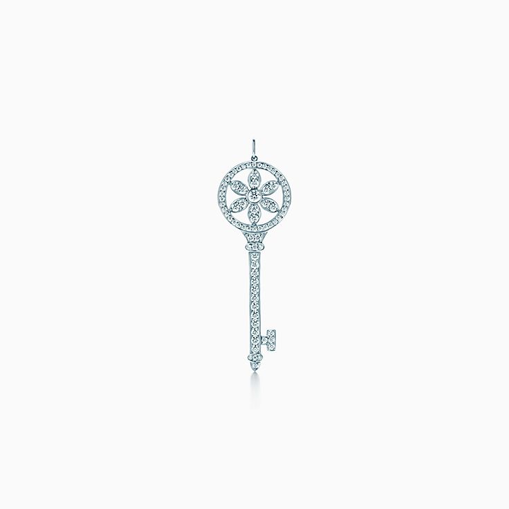 Tiffany Keys Daisy Key Pendant in Platinum with Diamonds