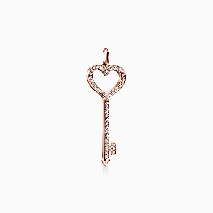 Tiffany Keys Heart Key in Rose Gold with Diamonds, Small | Tiffany 