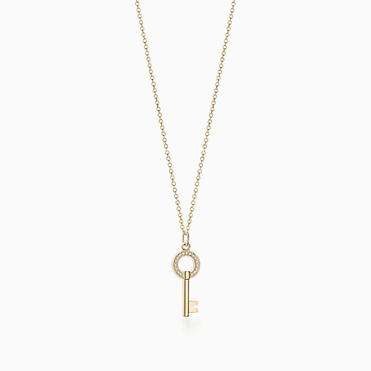 Tiffany Keys modern keys open round key pendant in 18k gold with 