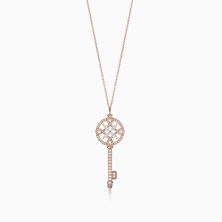 tiffany rose gold key necklace