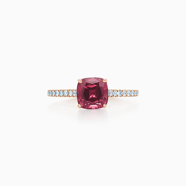 Lab-Created Pink Opal, Pink Tourmaline and Lab-Created White Sapphire Ring  in Sterling Silver with 14K Rose Gold Plate | Zales