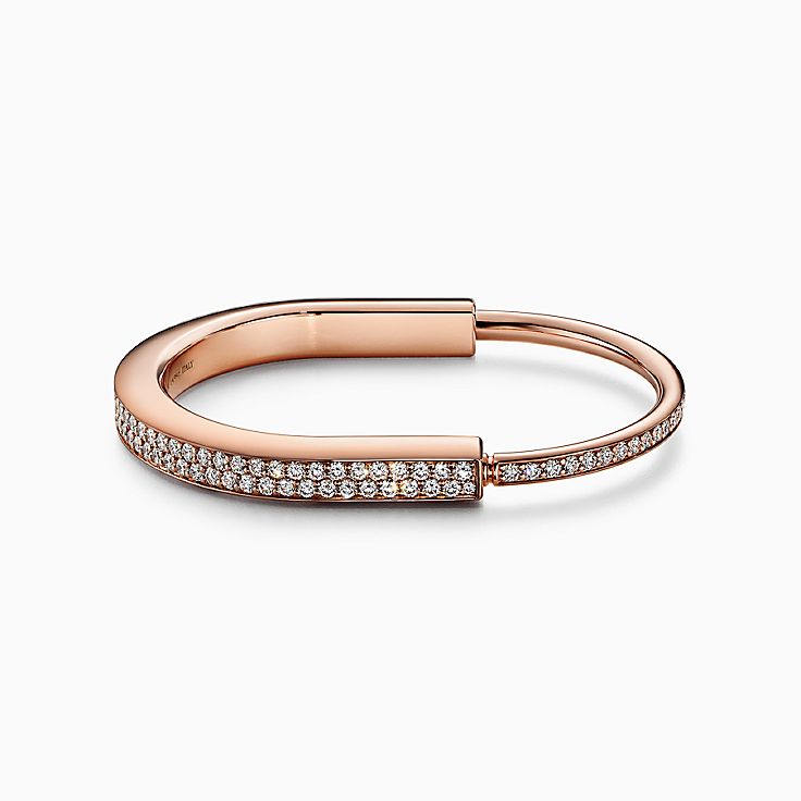 アクセサリー Vaultroom PADLOCK BANGLE Tiffany Lock Bangle in Rose Gold with Full Pavé Diamonds | Tiffany