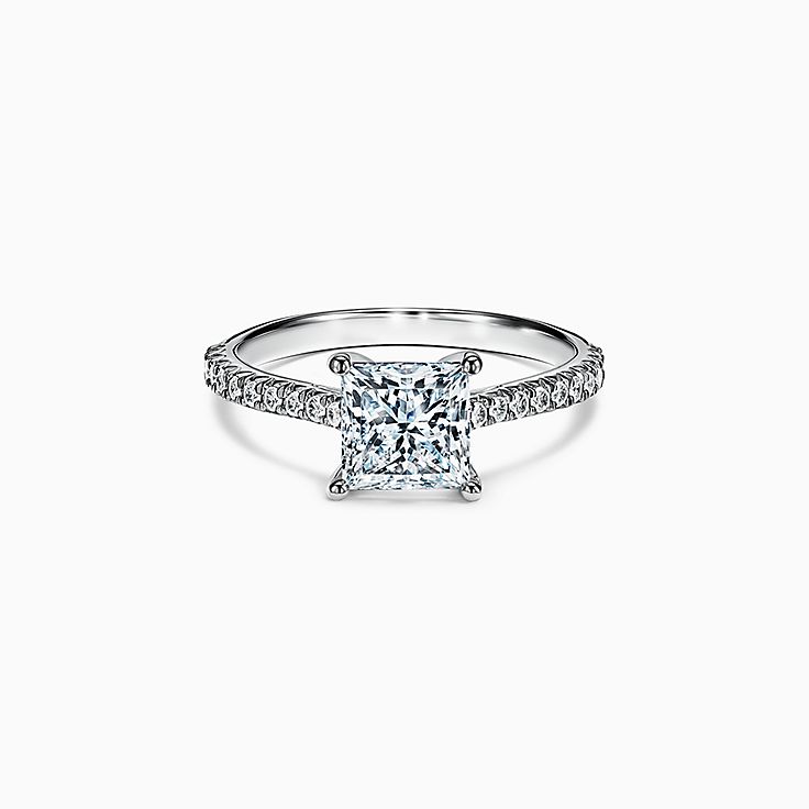 Tiffany & Co Platinum and Diamond Princess Engagement Ring .60 ct E VS2 $7k  NEW | eBay