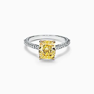 Tiffany Novo™ Yellow Diamond Engagement Ring with a Pavé Diamond Platinum Band