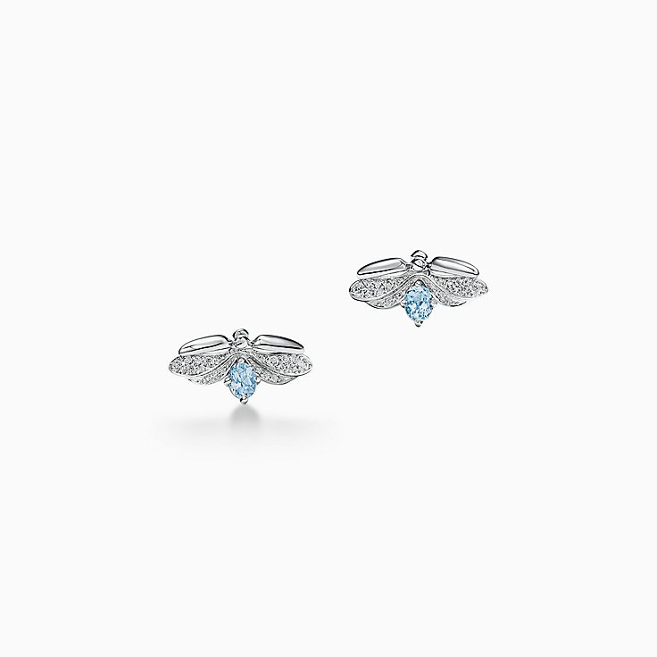 aquamarine firefly earrings in platinum 
