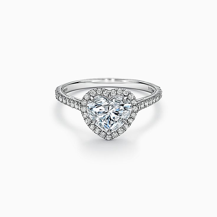 Tiffany Soleste® Heart-shaped Halo Engagement Ring with a Diamond Platinum Band