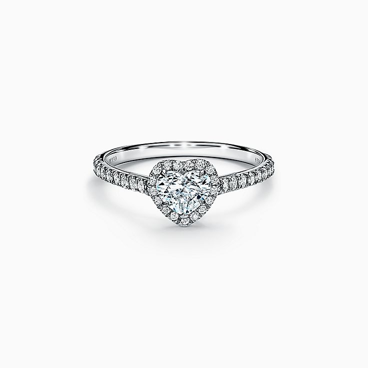 Tiffany Soleste® Heart-shaped Halo Engagement Ring with a Diamond Platinum Band