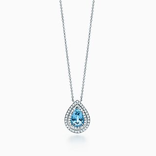 Tiffany Soleste:Aquamarine and Diamond Pendant