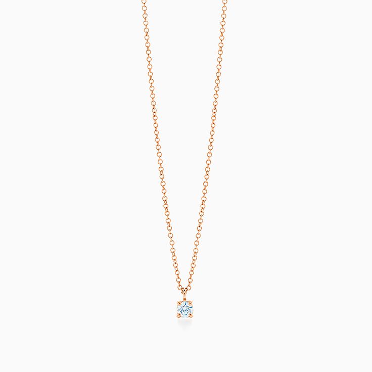 Tiffany solitaire diamond pendant in 