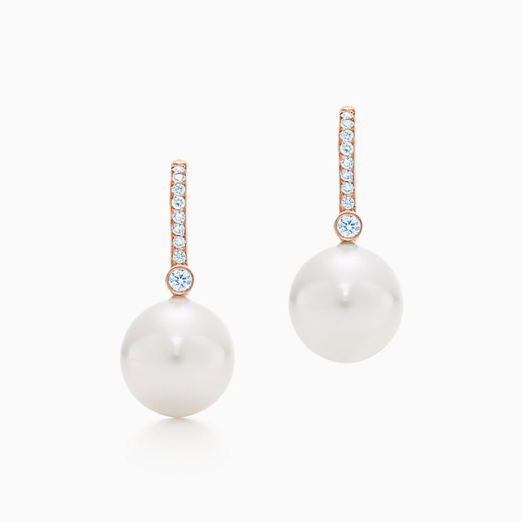 pearl and diamond drop earrings tiffany