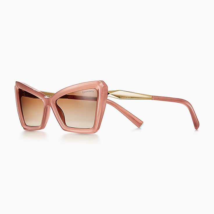 Tiffany Sunglasses in Gold Opal Acetate with Yellow Lenses | Tiffany & Co.