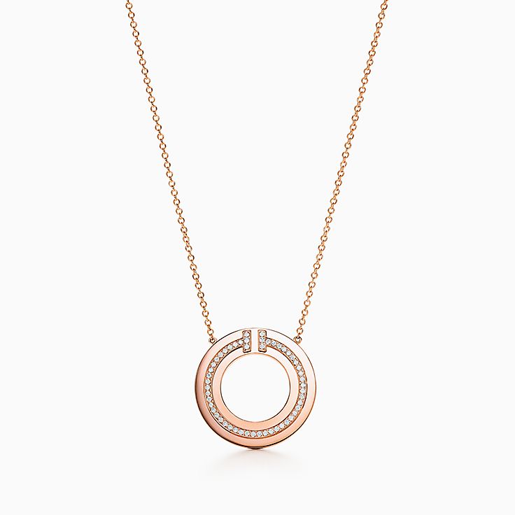 Tiffany T T1 circle pendant in 18k white gold with diamonds
