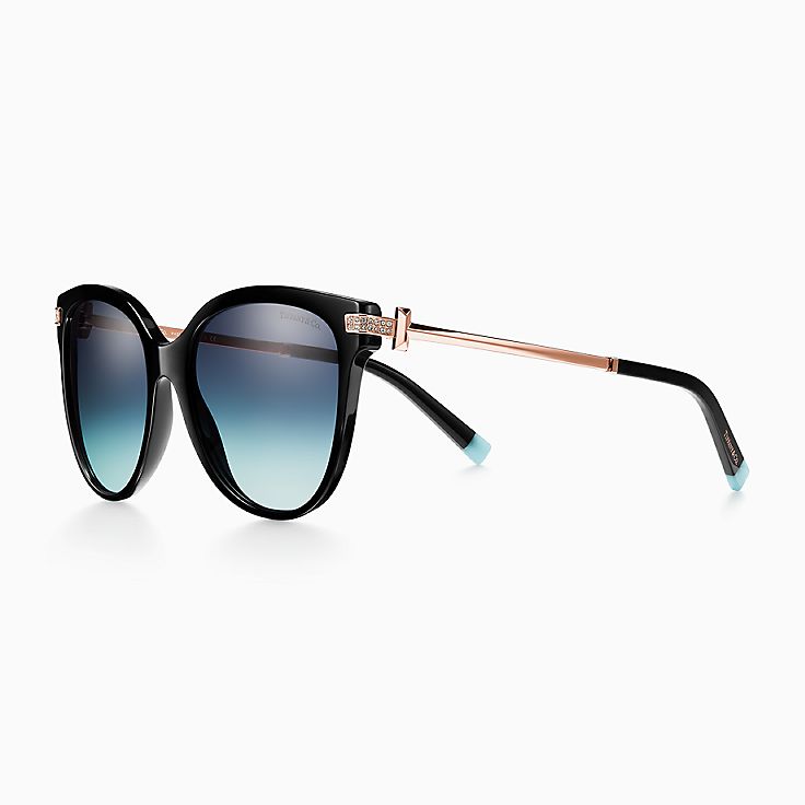 Gafas de sol Tiffany T en negro con lentes degradados Tiffany Blue Tiffany & Co.