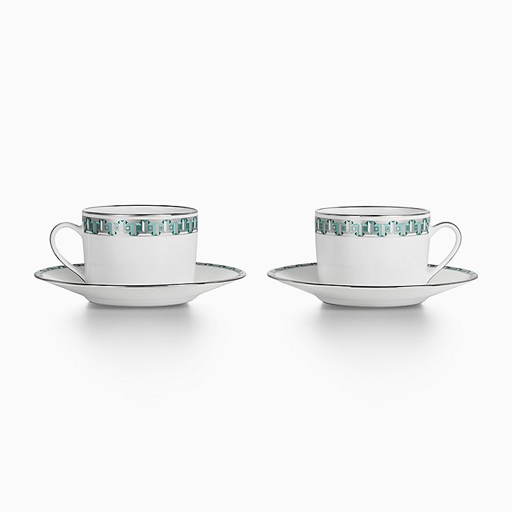 Tiffany Blue Tiffany T True Cup and Saucer Set of Two, with 
