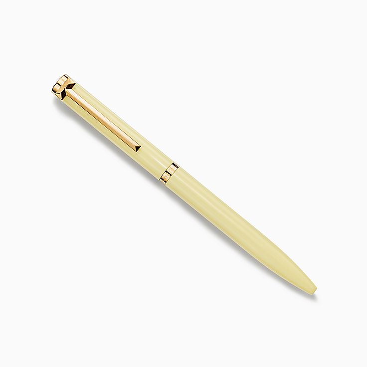 Tiffany T Ballpoint Pen in Brass with Yellow Diamond Lacquer 