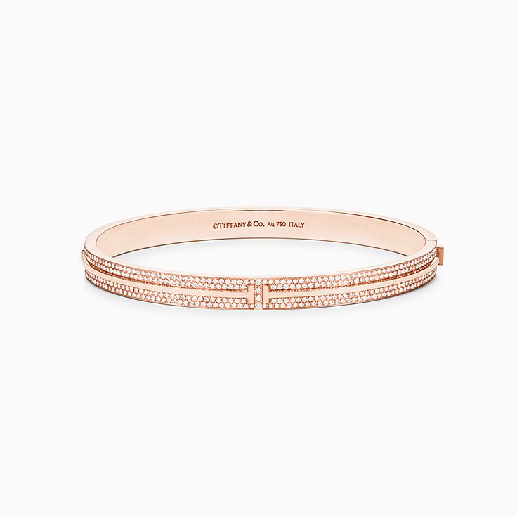 Bracelet jonc Tiffany T, or rose 18 cts 