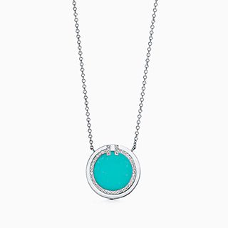 Tiffany T:Diamond and Turquoise Circle Pendant