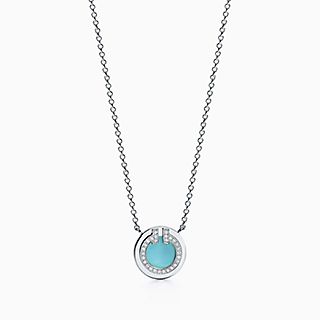 Tiffany T:Diamond and Turquoise Circle Pendant