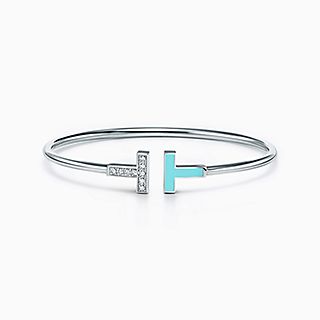 Tiffany T:Diamond and Turquoise Wire Bracelet