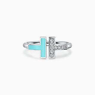Tiffany T:Diamond and Turquoise Wire Ring