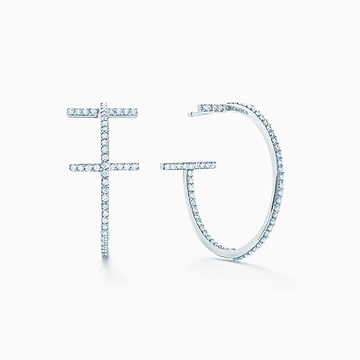 Tiffany T diamond hoop earrings in 18k 