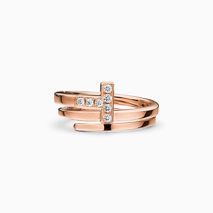 Tiffany T Diamond Square Wrap Ring In 18K Rose Gold.| Tiffany & Co.